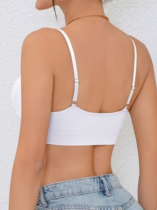 Sujetador deportivo sin costuras de bajo impacto para mujer, con tirantes finos ajustables y fruncido en el centro del busto, bralette para entrenamiento. - Product Image 5