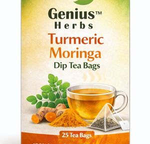 Thé aux herbes de Moringa et de curcuma pur, conçu pour les consommateurs soucieux de leur santé, les cafés, les magasins de bien-être et les emballages en marque blanche. - Product Image 2