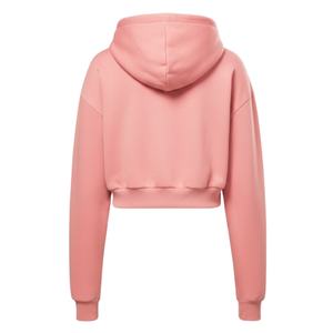 Vente en gros de sweat-shirts à capuche courts pour femmes, sweat-shirt à capuche uni rose - Product Image 3