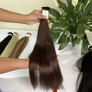 Extension de cheveux Remy naturels à Double Drawn — queen beauty, brun foncé, perruque alignée de cuticule brut, meilleure qualité - Product Image 4