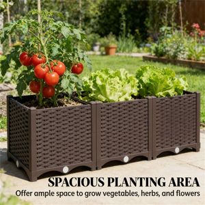 Fioriera Rialzata Marrone per Giardino e Vaso da Esterno - Pratica Cassetta per Piante e Fiori - Product Image 3