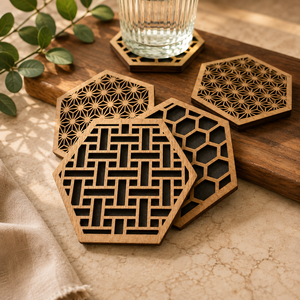Arabic Calligraphy Laser Engraved Natural <b>Wood</b> <b>Slice</b> Coaster Heat Resistant Drink Mat Rustic Table Protector Home Decor Gift - Product Image 3