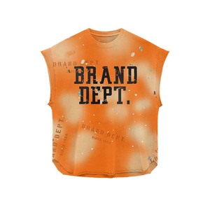 Camiseta sin mangas para hombre, 180 GSM, algodón suave, color naranja, estilo con logo personalizado, 100% algodón, corte holgado, estampada. - Product Image 1