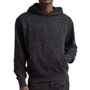 Sweat à capuche oversize zippé pour homme, style streetwear hiver, en polyester/coton respirant et à séchage rapide, noir - Product Image 3
