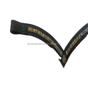 Nouvelle conception de cristaux multicolores strass bling-bling des deux côtés bande de sourcil de cheval en cuir de canal vide - Product Image 1