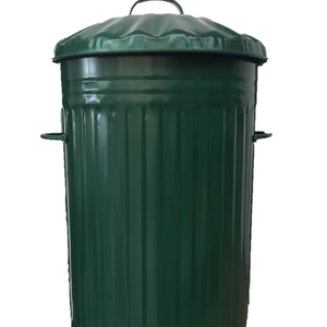 Poubelle industrielle en métal vert forêt avec couvercle robuste et poignées latérales. Disponible aux prix de gros. - Product Image 1