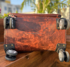 Customized Wholesale 100% Genuine Leather Travel <b>Trolley</b> Luggage Bag for Men Women Leather Suitcase Travel <b>Trolley</b> Bag - Product Image 5