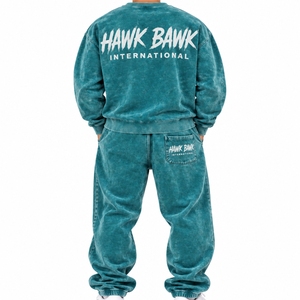 <b>Men</b> Casual <b>Thermal</b> Sweatsuit <b>Set</b> Custom Two Piece Tracksuit Comfort Fit Crew Neck Long Sleeve Joggers Bamboo Fiber Autumn Style - Product Image 2