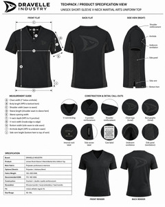 Vêtement d'entraînement de karaté, de kickboxing et de MMA en gros, haut unisexe à col en V et manches courtes, respirant - Product Image 5