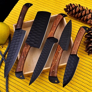 Ensemble de couteaux de chef personnalisé fait main, 5 pièces, en acier carbone 33 couches, lame de 3,9 pouces, bord droit, revêtement poudré, ambidextre, manche en bois - Product Image 4