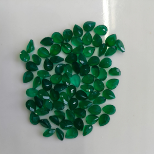 พลอยออนิกซ์สีเขียวธรรมชาติ 8x6 มม. รูปทรงลูกแพร์ คุณภาพดีที่สุด พลอยหลวมสำหรับทำเครื่องประดับ ผลิตภัณฑ์จากเรดเมาน์เทน เจมส์ - Product Image 2