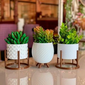 Elegant Gold Iron Flower <b>Pot</b> Display <b>Stand</b> with Powder Coated Finish Durable Modern Geometric Plant <b>Stand</b> for Luxury Indoor Use - Product Image 1