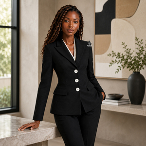Blazer formel noir pour femme, style grec, pour la franc-maçonnerie, les sororités et les fraternités, manches longues, anti-plis, élégant - Product Image 3