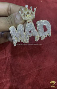 Pendentif Hip Hop de luxe « MAD » avec lettre personnalisée, collier Bling, bijoux de style streetwear - Product Image 5
