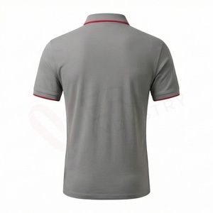 Polo à manches courtes gris pour homme, 100% polyester piqué, respirant, décontracté, design tricoté uni, coupe classique - Product Image 2