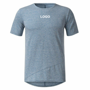 Camiseta de Manga Corta para Hombre, Cuello Redondo, Color Azul Jaspeado, Corte Regular, Informal, Tejido de Punto, Transpirable, Color Sólido, Jersey de Algodón - Product Image 4