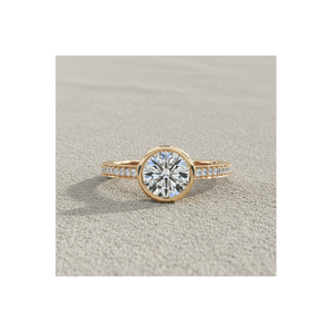 แหวนหมั้นแบบฝังเพชรทรงเพว์ในตัวเรือนทองคำแท้ |   เพชรที่ได้รับการรับรองจาก IGI ผลิตในห้องปฏิบัติการ |   ข้อเสนอแต่งงานแบบมินิมอลลิสต์ที่เปล่งประกาย - Product Image 1