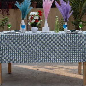 Handmade Floral Cotton <b>Tablecloth</b> Premium Quality Customizable Decorative Wedding Table Cover for 8 Seaters Home Hotel Use Gift - Product Image 1