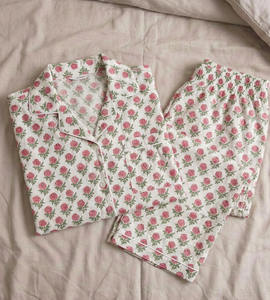 Handcrafted Cotton Block Print Pajama Set <b>for</b> <b>Women</b> Night Lounge Wear Manufacturer India - Product Image 4