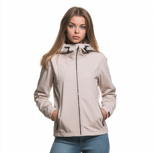 เสื้อแจ็คเก็ตกันน้ำสำหรับผู้หญิง 100% โพลีเอสเตอร์ แบบซอฟต์เชลล์ สำหรับกิจกรรมกลางแจ้ง ตั้งแคมป์ เดินป่า เสื้อกันฝนแบบมีซิป มีฮู้ด - Product Image 1