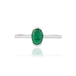 Wholesale Natural Gemstone High Quality <b>Emerald</b> Single Stone Half Bezel Setting 925 Sterling <b>Silver</b> <b>Ring</b> For Women's - Product Image 1