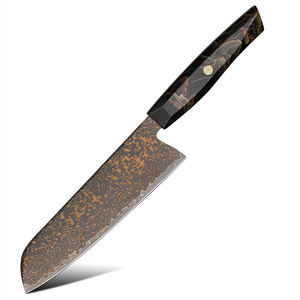 Couteau de chef artisanal de luxe en cuivre damas avec motif élégant et manche en bois durable pour une cuisine gastronomique - Product Image 1