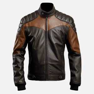 Blouson en cuir unisexe à manches longues, color-block, coupe-vent, anti-UV, respirant, grande taille, pour moto - Product Image 5