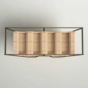 Porte-vin en bois minimaliste avec cadre métallique, design rectangulaire, pour les fêtes, rangement durable pour les boissons - Product Image 3