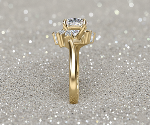 Anillo de Compromiso con Diamante Cultivado en Laboratorio Stonewels, Corte Baguette en el Centro y Piedras Laterales, Oro de 14K, Anillo de Novia de Lujo Certificado - Product Image 2