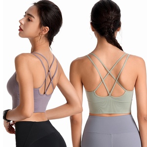 Women's Black Sports Bra Crossback Design High Support Workout Top Fitness Bra - Product Image 3