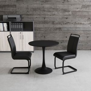 Tavolo da pranzo circolare nero Tulip da 31,5 pollici, tavolo da cucina per 2-4 persone con piano e base in MDF - Product Image 2