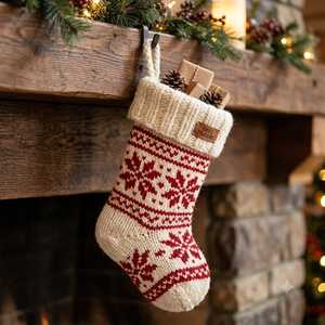Calcetín Navideño Festivo a Rayas Rojas y Verdes, Calcetín para Colgar en la Chimenea con Rayas de Bastón de Caramelo, Regalo Navideño Familiar - Product Image 4