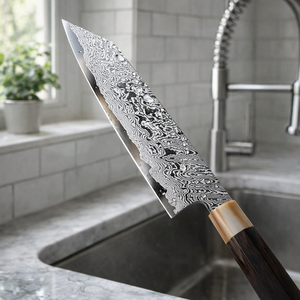 Couteau de chef Damas Kiritsuke, lame de 8 pouces, couteau de cuisine japonais ultra-affûté, couteau de cuisine professionnel avec manche en bois octogonal - Product Image 4