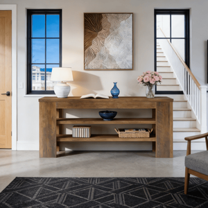 Consolle Lunga Moderna di Lusso in Legno Massello, Arredamento Contemporaneo per Ingresso, Appartamento, Hotel, Soggiorno - Product Image 1