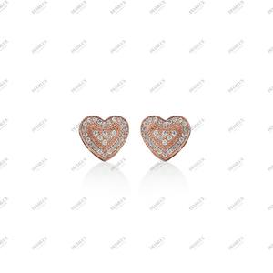 Boucles d'oreilles clous solitaires en or rose avec diamant taillé, bijoux de luxe pour femme, plaqué rhodium, cadeau léger pour mariage, anniversaire ou fête - Product Image 4