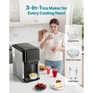 Dispenser d'Acqua da Banco 3-in-1 e Fabbricatore di Ghiaccio Rapido 35 LBS/24H 12 Cubetti/7 Min 4 LBS di Capacità per Ufficio e Hotel - Product Image 2
