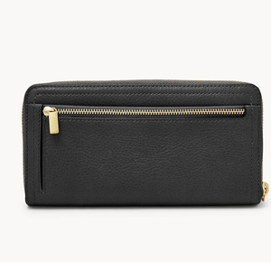 Leather Zipper <b>Wallet</b> Minimalist Design Black Women's Clutch Daily Use All Seasons - Product Image 3