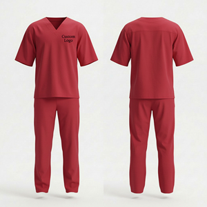 ชุดสครับแพทย์ผ้าฝ้ายโพลีเอสเตอร์คุณภาพสูง คอวี พร้อมกางเกง  รับทำโลโก้ตามสั่ง ODM ชุดยูนิฟอร์มพยาบาลและแพทย์ ขายส่ง - Product Image 1