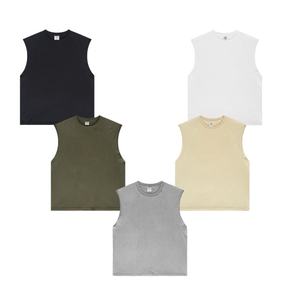 Débardeur sans manches pour homme, col rond, blanc uni, coton, décontracté, tricoté, coupe classique, pour l'été - Product Image 6