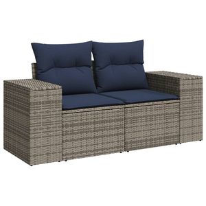 Conjunto de sofás de jardín de ratán sintético gris de 6 piezas con cojines, colección de muebles de patio - Product Image 3
