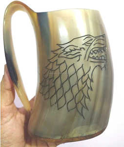 Fabriqué à la main personnalisé Viking sculpture en céramique corne à boire tasse hautement polie corne naturelle inde pour les cadeaux d'affaires-vin bière - Product Image 1