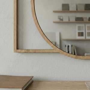 Modern Geometric Wooden <b>Wall</b> <b>Mirror</b> Center <b>Rectangular</b> Frame Decorative Accent <b>Mirror</b> Handmade Eco-Friendly for Home Interior - Product Image 6