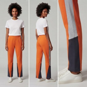 Pantalon large en maille color-block pour femme, taille haute élastique, décontracté, à empiècements géométriques, longueur pleine, coupe droite, printemps - Product Image 2