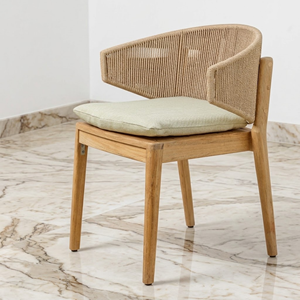 Sillas de Comedor Contemporáneas de Madera de Teca, Sillas Apilables con Tejido de Cuerda, Sillas con Brazos para Hostelería, Hoteles, Restaurantes, Suministro por Contrato, Estándar Estadounidense - Product Image 3