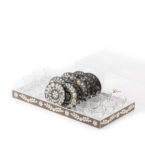Exquisitos Juegos de Nácar Recién Llegados que Incluyen Bandeja, Soporte para Tartas, Posavasos y Bandejas de Servir de Nácar para Tiendas de Chocolate Árabes - Product Image 4