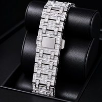 Montre Chronographe Classique en Moissanite et Diamants Baguette Givrés, Style Hip Hop de Luxe pour Hommes, Mouvement Quartz Seiko Analogique, Acier Inoxydable, Étanchéité 3 ATM