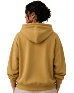 Sweat-shirt à capuche surdimensionné jaune moutarde pour femme, imprimé graphique floral personnalisé, en molleton de coton, style streetwear décontracté - Product Image 2