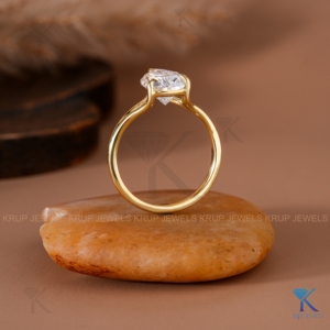 Pear Shaped Lab Grown Diamond <b>Solitaire</b> Engagement <b>Ring</b> Solid Yellow Gold Split Shank Bridal Fine Jewelry For Women's Everyday - Product Image 3