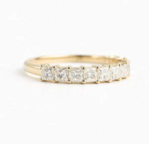 แหวนแต่งงานเพชรแล็บรับรองโดย IGI แหวนครึ่งวงกลมแบบเจ้าหญิง แหวนเพชรแล็บสำหรับวันครบรอบ แหวนทองคำแท้ 14K 18K - Product Image 4