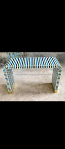 Table console européenne moderne de luxe faite à la main, deux tiroirs, design personnalisable en incrustation d'os, matériau en résine, décoration d'intérieur - Product Image 3